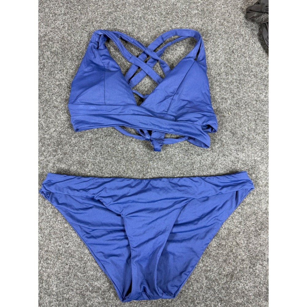 Becca Bikini Size S/M Blue‎ Wrap Top Ruched Bottom Two Piece Swimsuit